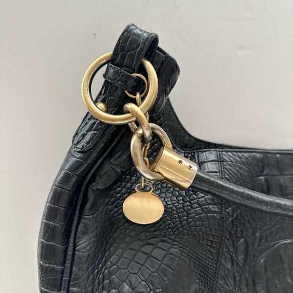 Brahmin Jacqueline Melbourne Hobo Tote Croc Embossed Black Leather Large Bag, - Picture 2 of 11